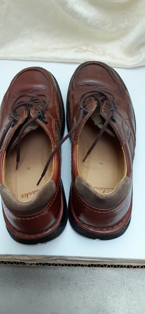 Clarks Active Air Leather Casual Size 9.5 Lace Up Brown Dress Shoes Oxford Y2K