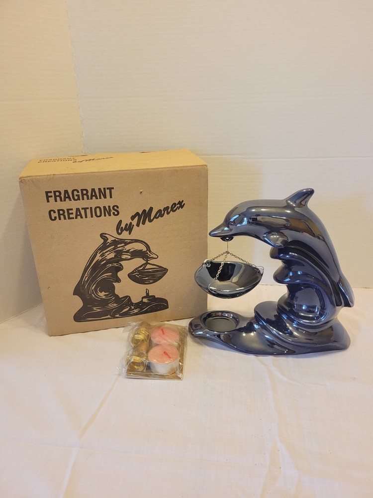 Dolphin Ocean Design Oil Warmer Wax Melt Tart Burner Candle Holder Statue