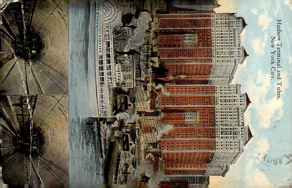 1913 Hudson Terminal Buildings and Tubes New York City NY Photochrom Postcard