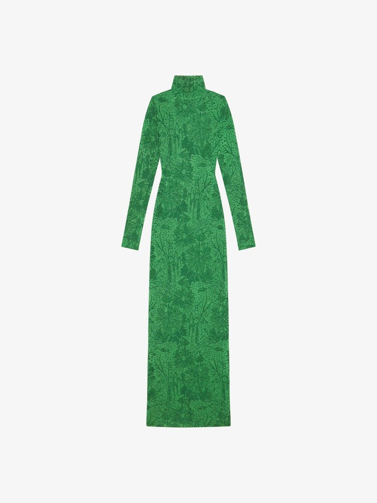 GIVENCHY WOMEN'S ABSYNTHE GREEN OPEN BACK TURTLENECK DRESS MSRP $8100-image