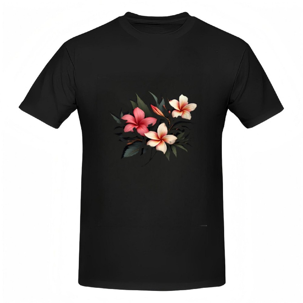 Stylish Women's Cotton Short Sleeve T-Shirt with Colorful Floral Plumeria Design