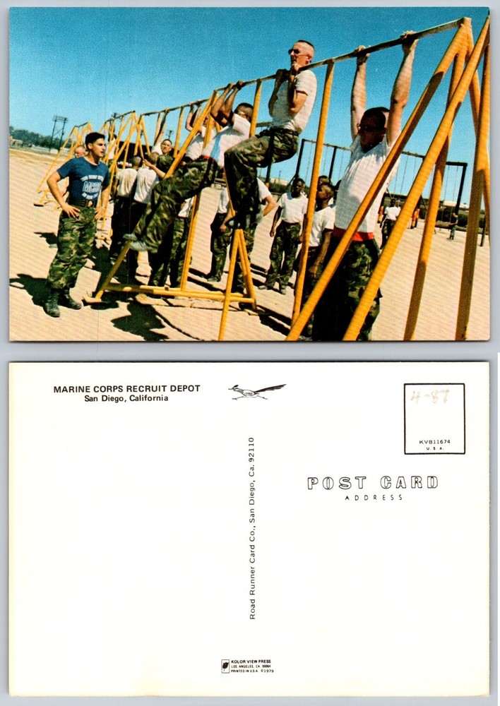 1987 MCRD San Diego Marines Training Pull-Ups Postcard 1979 Chrome
