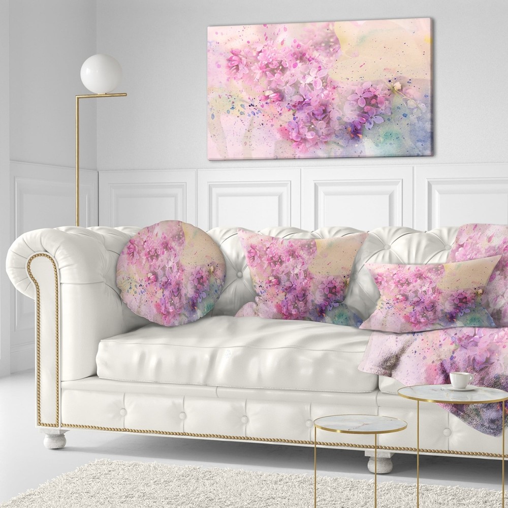 Designart 'Twig of Lilac Flowers' Floral Throw Pillow