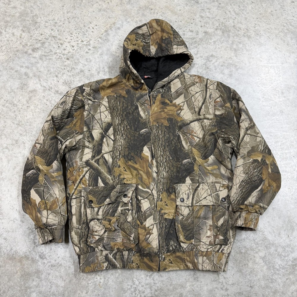 Outfitters Ridge Jacket Mens Large Brown Camo Hooded Puffer Hunting Outdoor