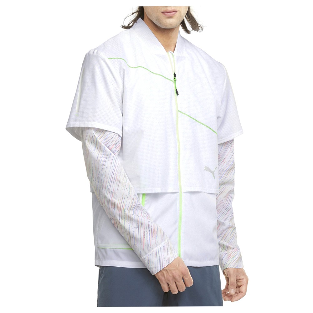 PUMA Mens White Run Woven Ultra Full Zip Athletic Jacket 520854