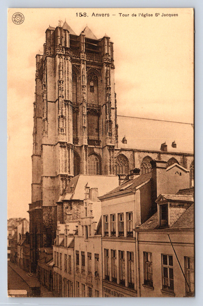 Vintage Postcard Anvers Tour de l'eglise St Jacques