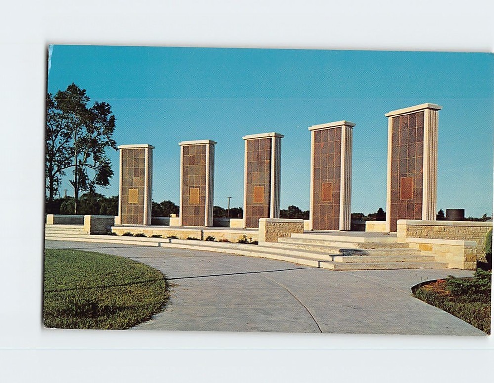 Postcard Memorial Pylons Eisenhower Chapel Abilene Kansas USA
