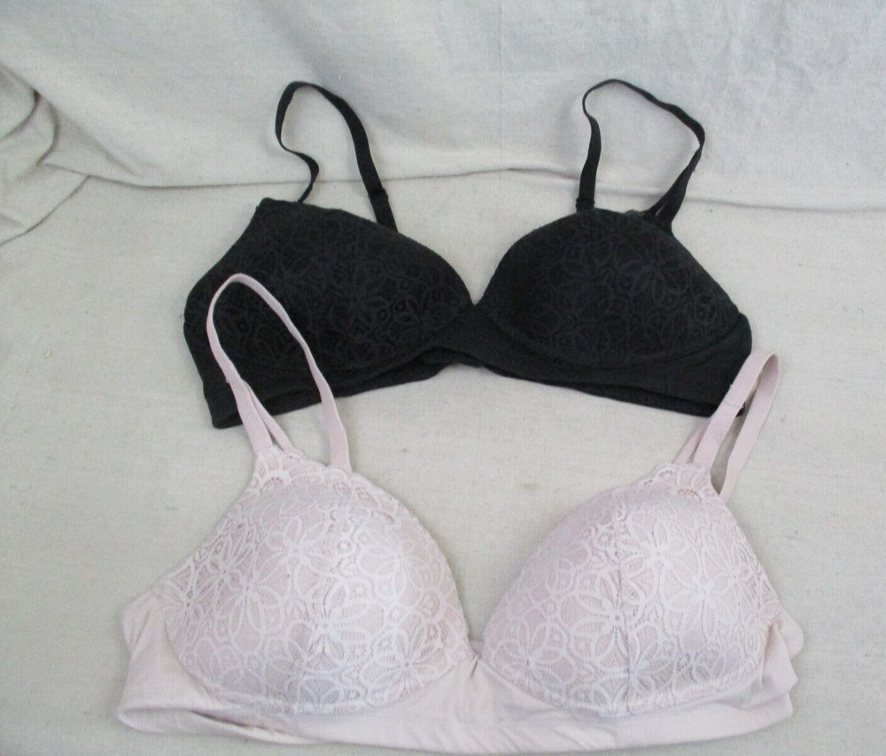 2 Maidenform Womens Black/Beige Wireless Bra DM2314 Comfort Bralette Size XL