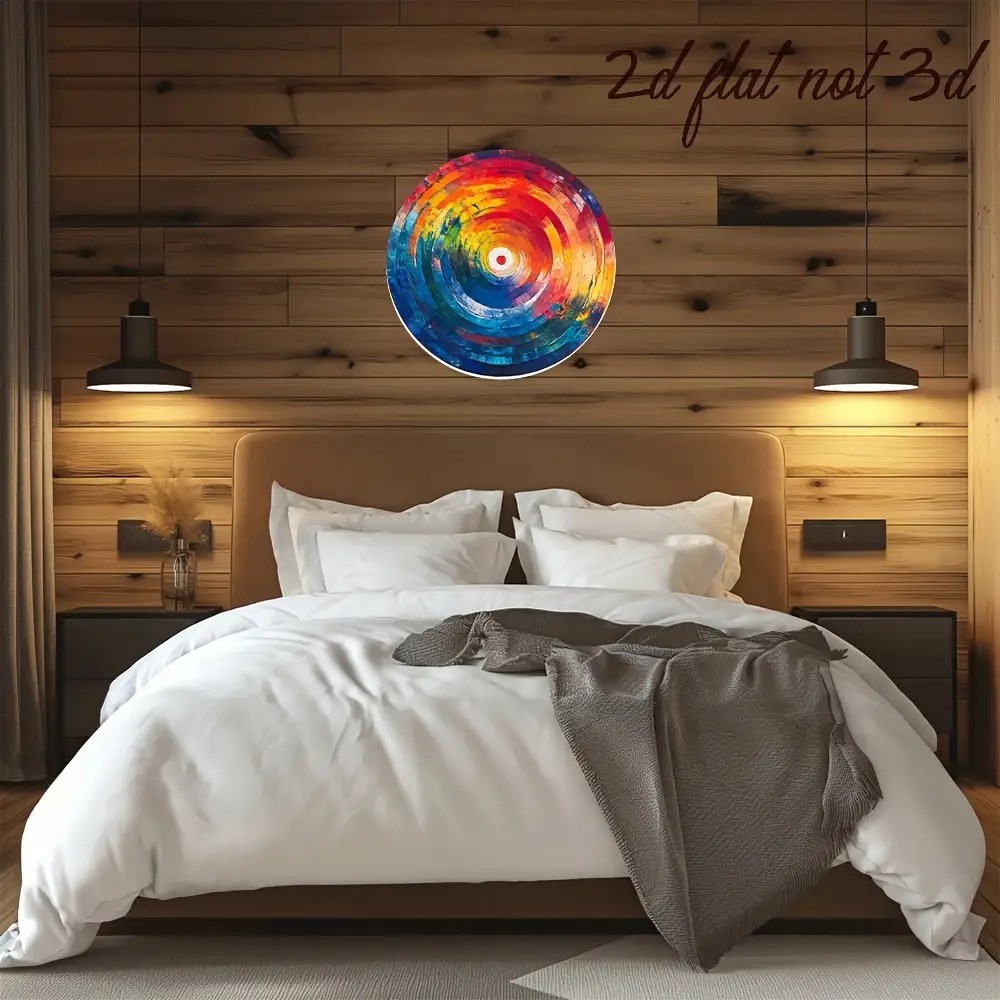 Vibrant Colorful Round Abstract Painting Aluminum Metal Wall Art