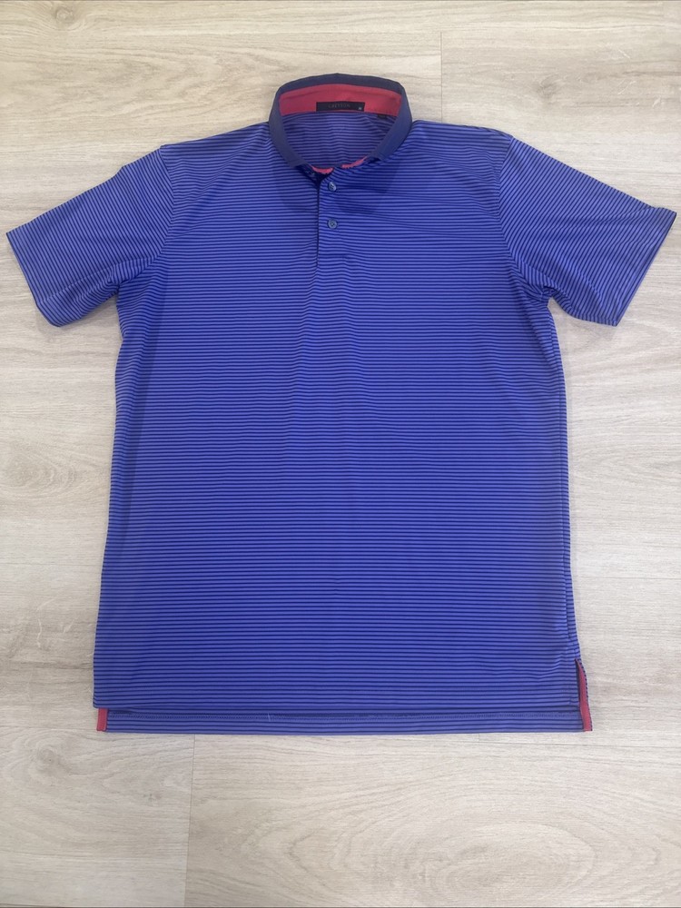 Greyson Men’s Medium Purple Striped Performance Polo Shirt Golf Casual
