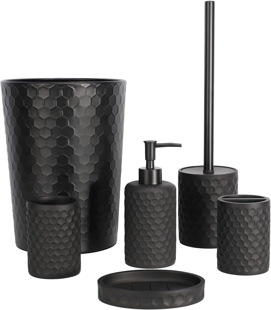 zccz Bathroom Accessory Set, 6 Piece Black Accessories 6pcs