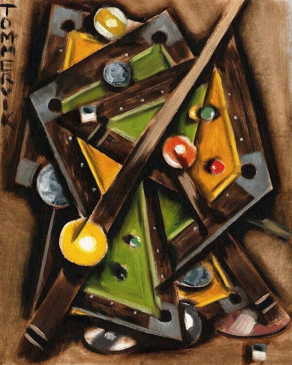 Abstract Cubism Pool Table Wall Art for Billiard Room & Man Cave Decor-image