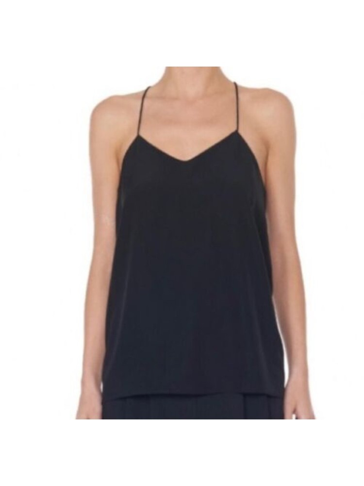 TIBI NEW YORK Women's Black Spaghetti Strap V-Neck Slim Fit Tank Top Size 12