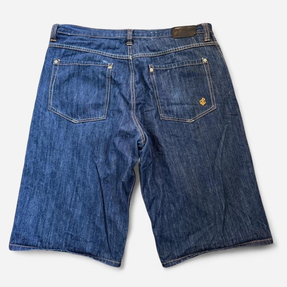 Rocawear Jay Z Mens Dark Wash Denim Baggy Wide Leg Jean Shorts Size 40