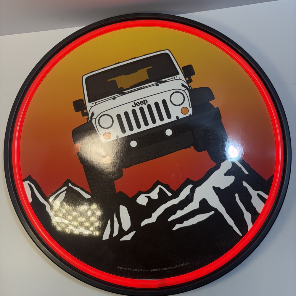 Jeep-Inspired 17-Inch Oval LED Neon Light Sign - Officially Licensed Wall Decor for Jeep Enthusiasts