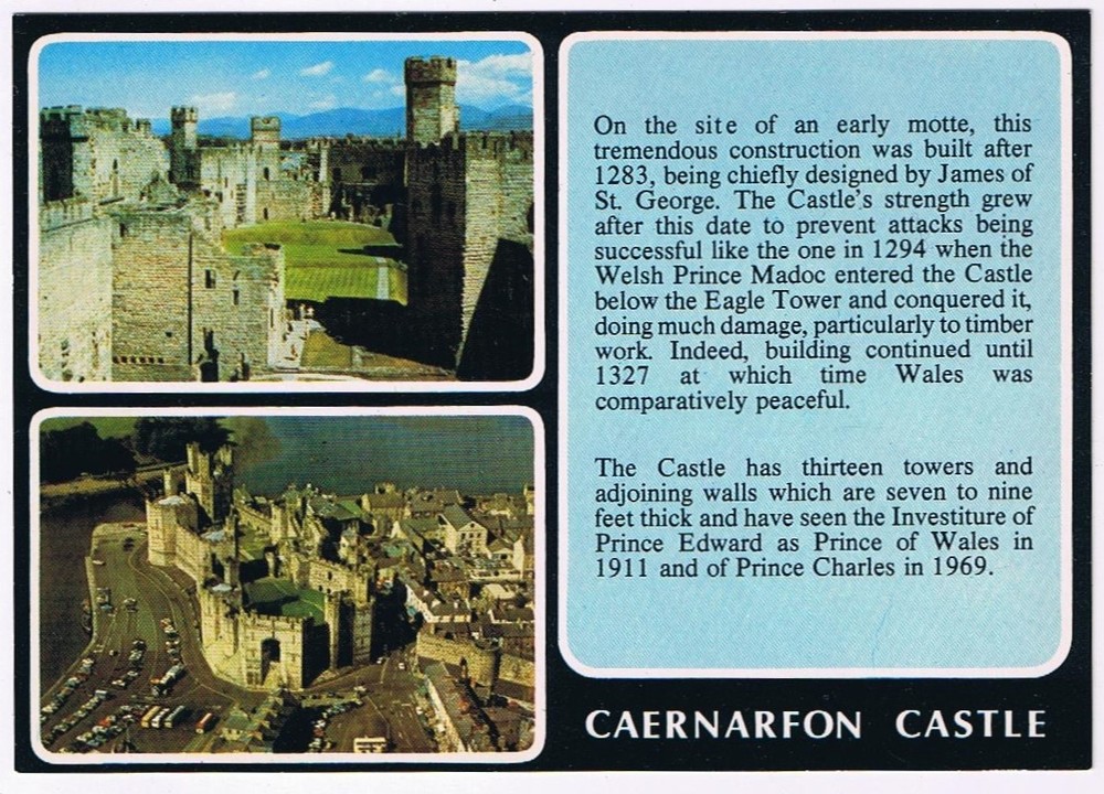 Postcard Caernarfon Castle Gwynedd Wales UK
