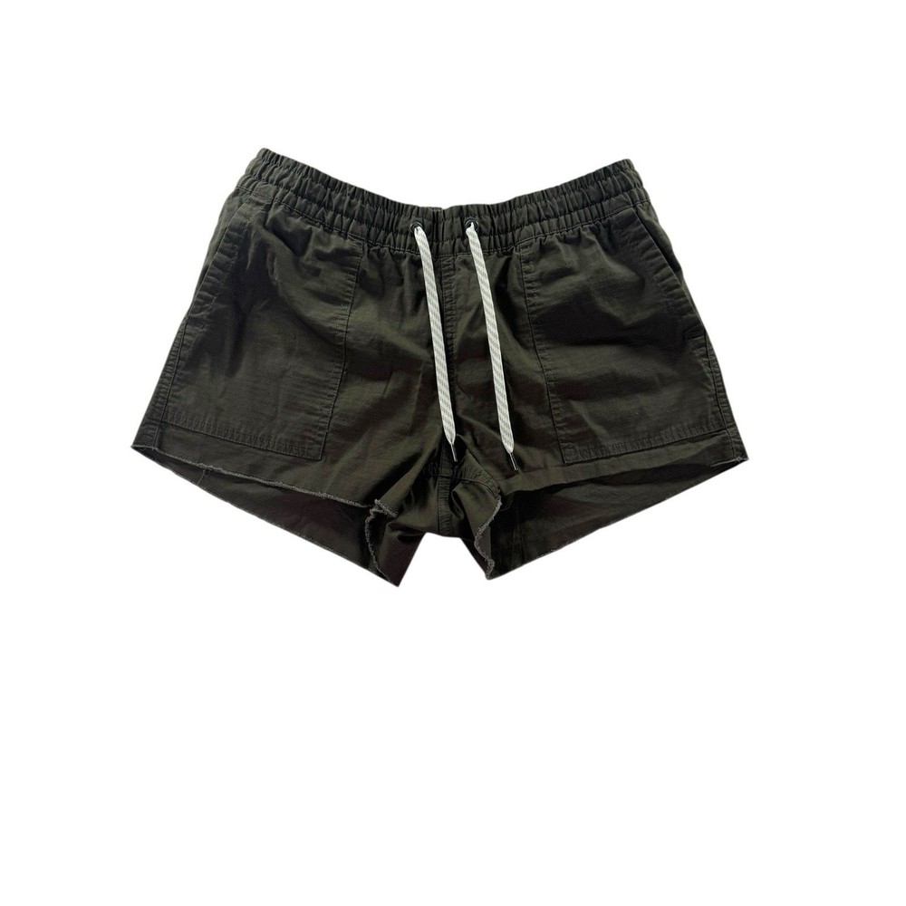 Vuori Ripstop Shorts Womens Sz Small Drawstring Zip Pockets Green Raw Hem VW385