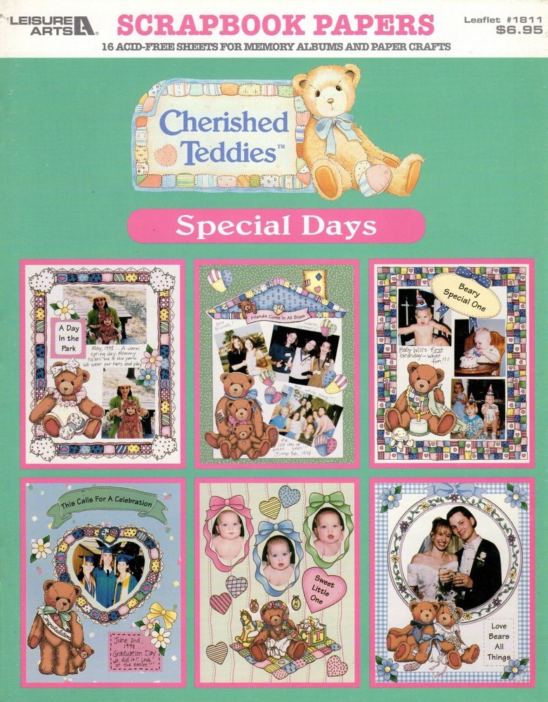 Scrapbook Papers  Cherished Teddies Special Days Acid-Free Sheets 1811 NOS-image