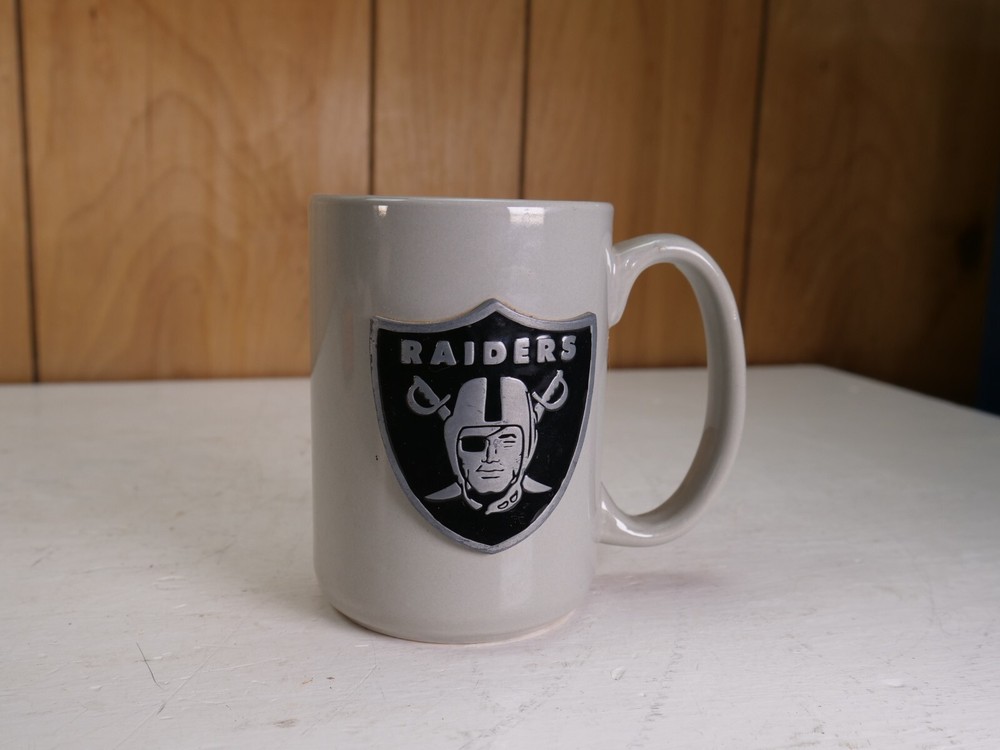 Oakland Raiders Gray Coffee Mug Official NFL 3D Raised Logo 2012