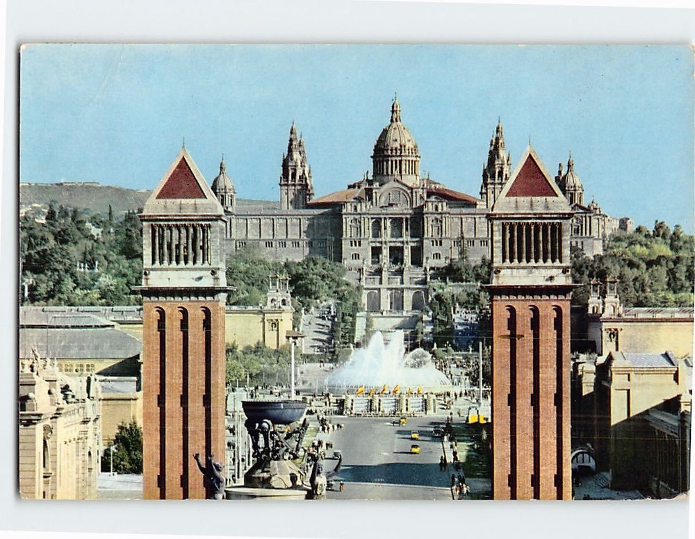 Postcard Entrance of the Fair and National Palace Barcelona Spain