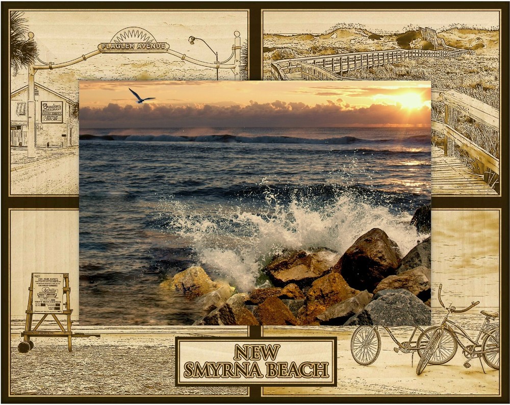 New Smyrna Beach Florida Laser Engraved Wood Picture Frame (4 x 6)