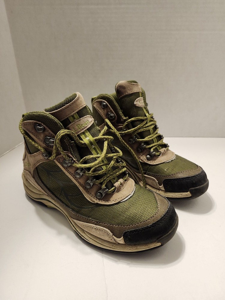 LL Bean Women's Green Mesh Lace Up Waterproof High Top Hiking Boots Size 7 M