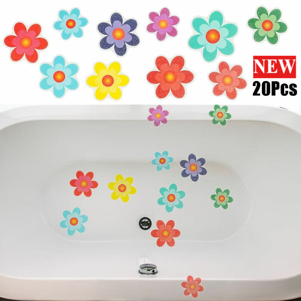 20x Flower Adhesive Treads Non-Slip Applique Stickers Mat Bath Tub Shower,NEW