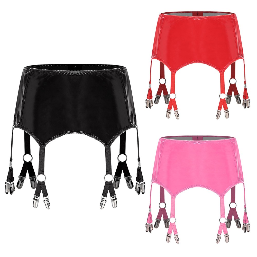 Women Miniskirt Garter Belt Latex Leather Party Skirts Lingerie PU Carnival