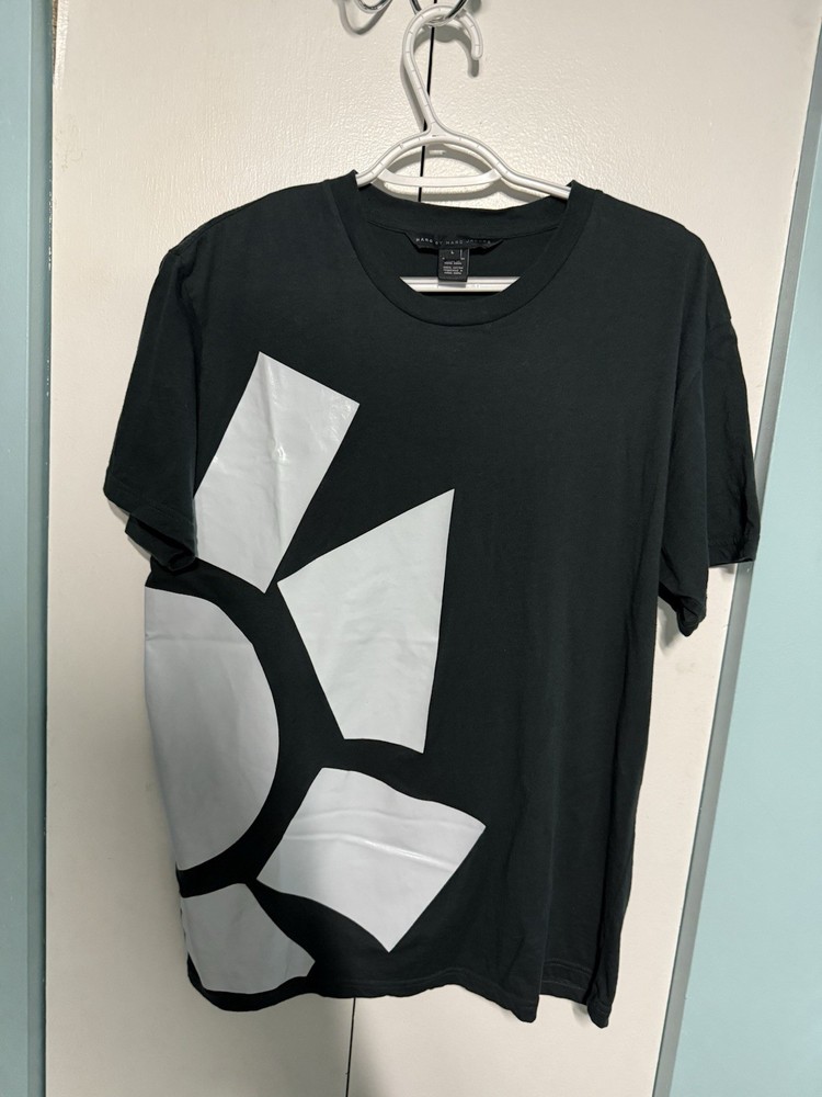 Marc By Marc Jacobs Mens Black T-Shirt Abstract Sun Graphic Y2K Vintage FLAW-image
