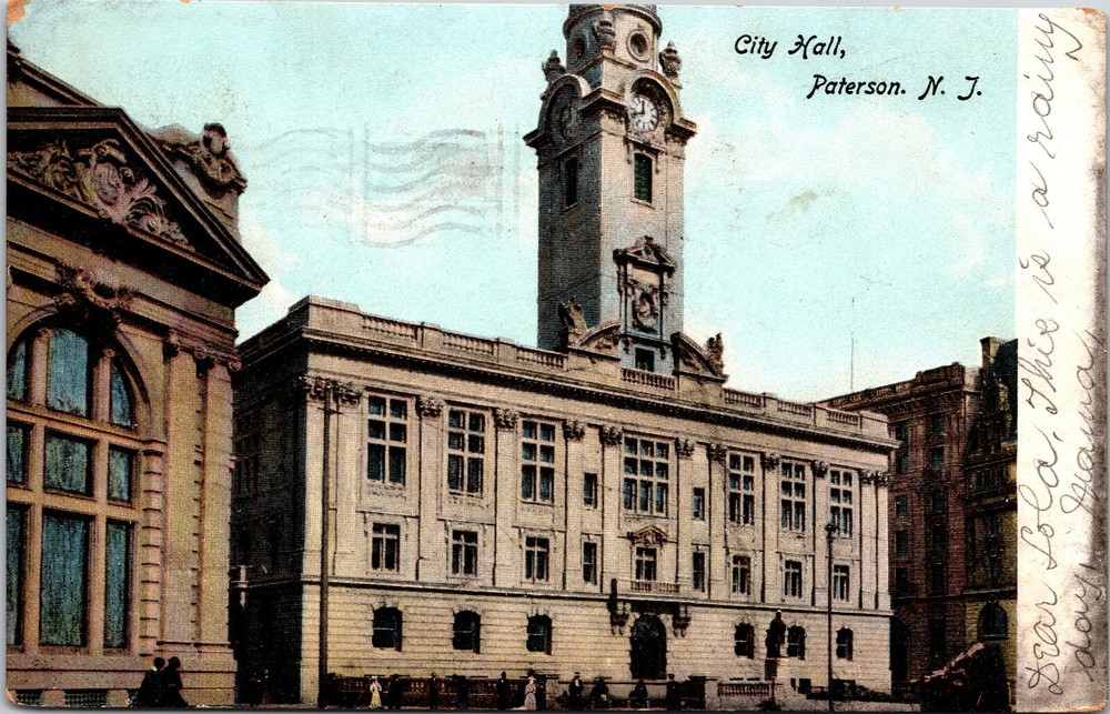 City Hall Paterson Side View New Jersey Vintage Postcard
