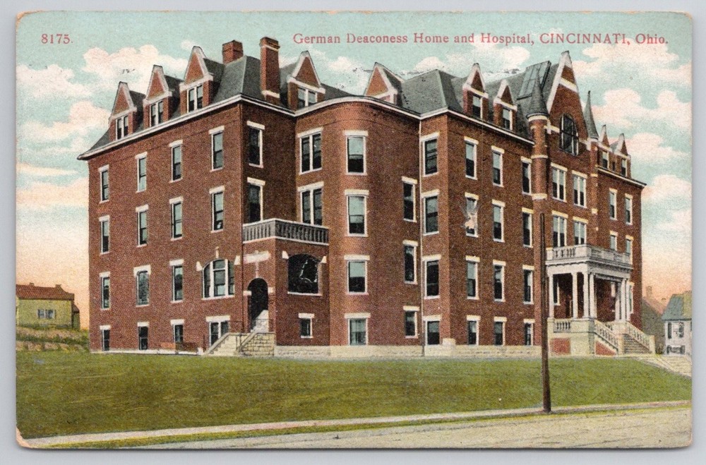 1908 German Deaconess Home & Hospital Cincinnati OH Postcard