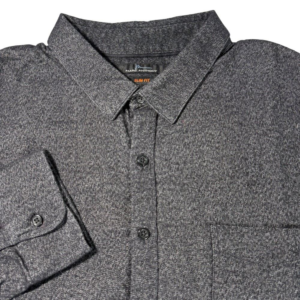 Marc Anthony Mens Slim Fit Long Sleeve Button Up Shirt Gray XXL