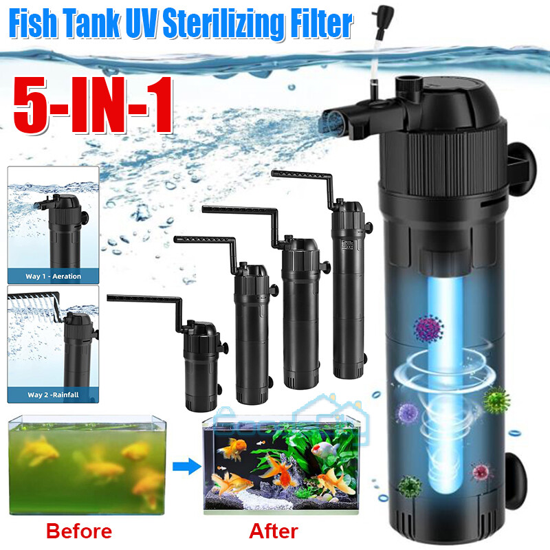Aquarium Submersible UV Sterilizer Filter Light Fish Tank Germicidal Water Pump