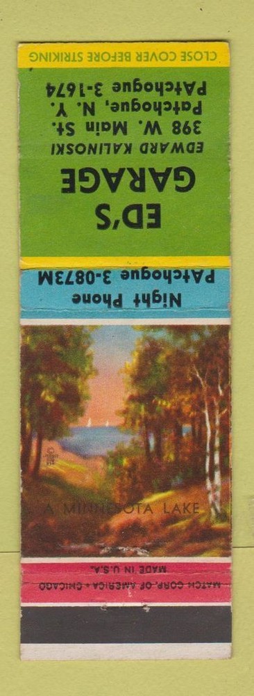Matchbook Cover - Ed's Garage Pathogue NY