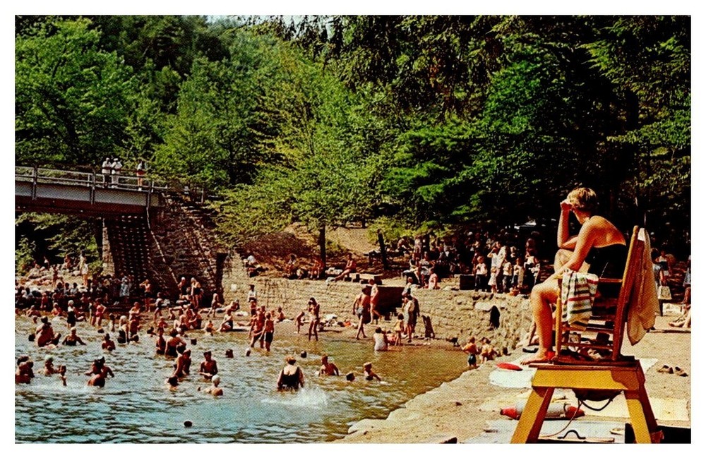 1950s Summer Swimming Hole Worlds End State Park Pennsylvania Vintage Postcard