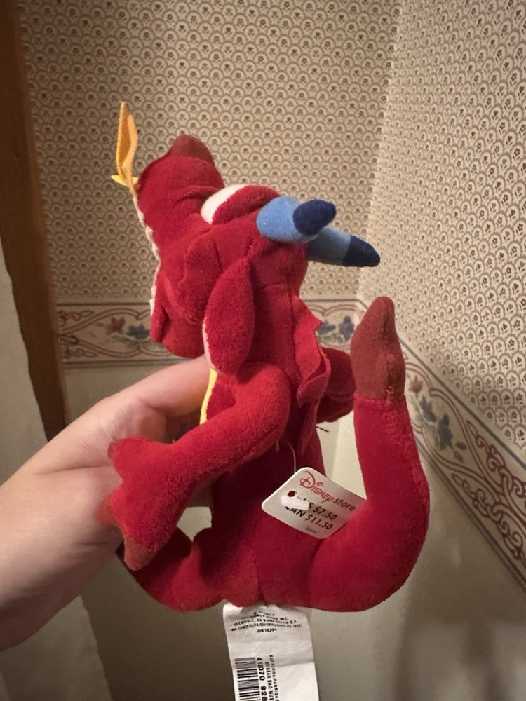 Vintage Disney Store Mulan Dragon Mushu Plush Stuffed Toy 7”