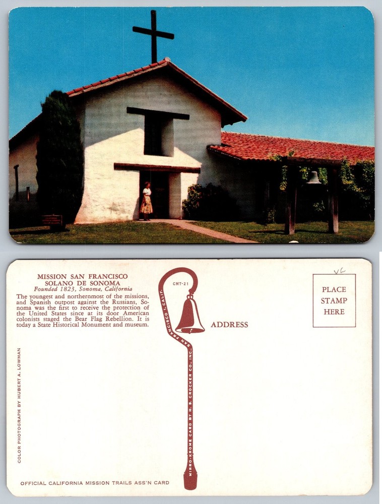 Mission San Francisco Solano Sonoma CA Vintage Mirro-Krome Postcard