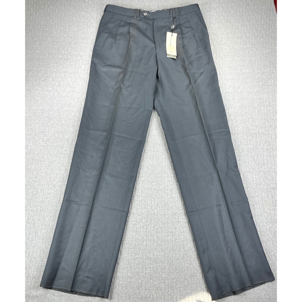 New Vintage Giancarlo Grande Dress Pants Men 34 Gray Pleated Wool Italy Made