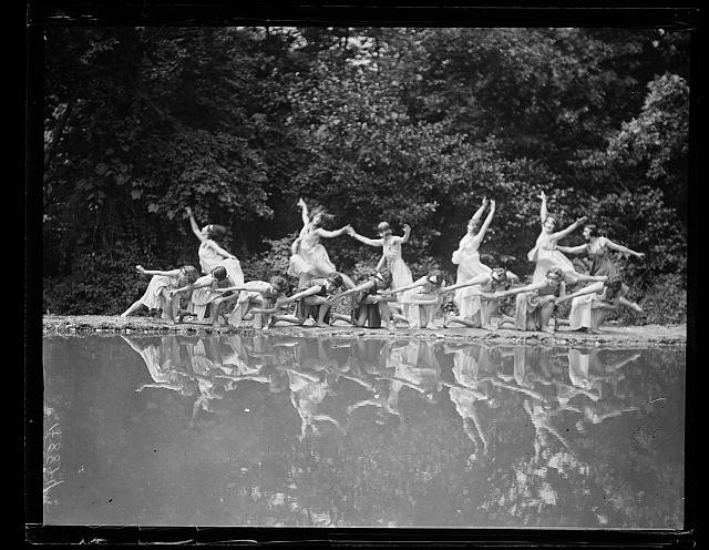 Photo:1924 Dance Ballet Dancers Pond Reflection Outdoor Group Performance