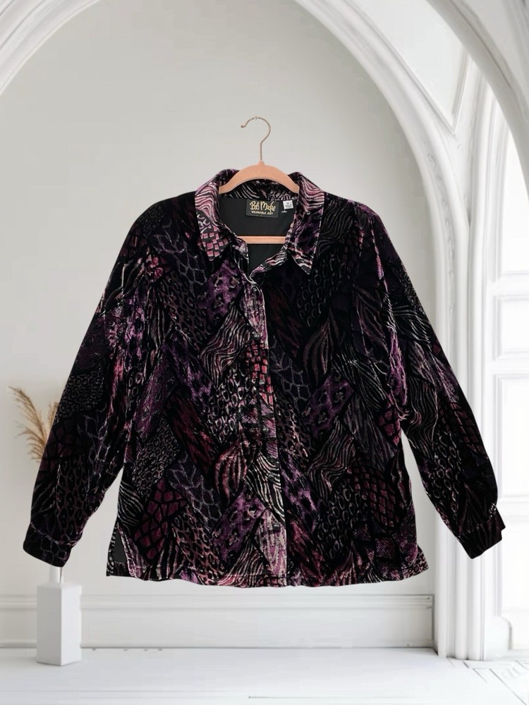 Bob Mackie Wearable Art Womens Crushed Velvet Top Size Medium Whimsy Boho Chic