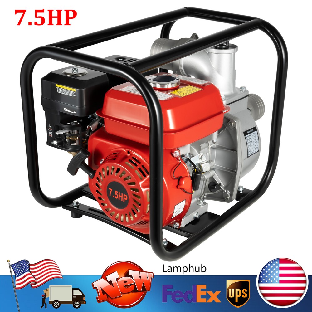 7.5HP Gas Water Transfer Pump High Pressure Irrigation Gasoline Semi Trash Pump
