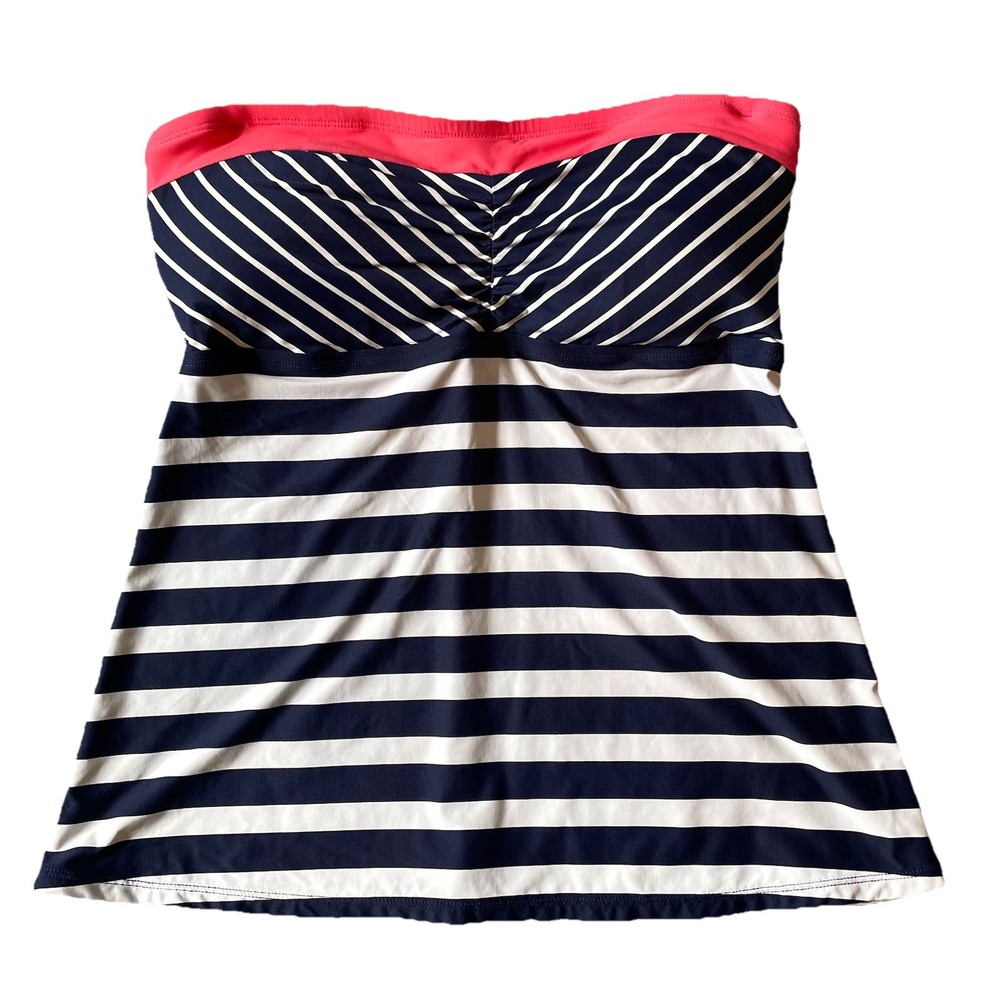 Beach House Tankini Top Women’s Size 12, Navy White Pink Swim Beach Cruise Vacay
