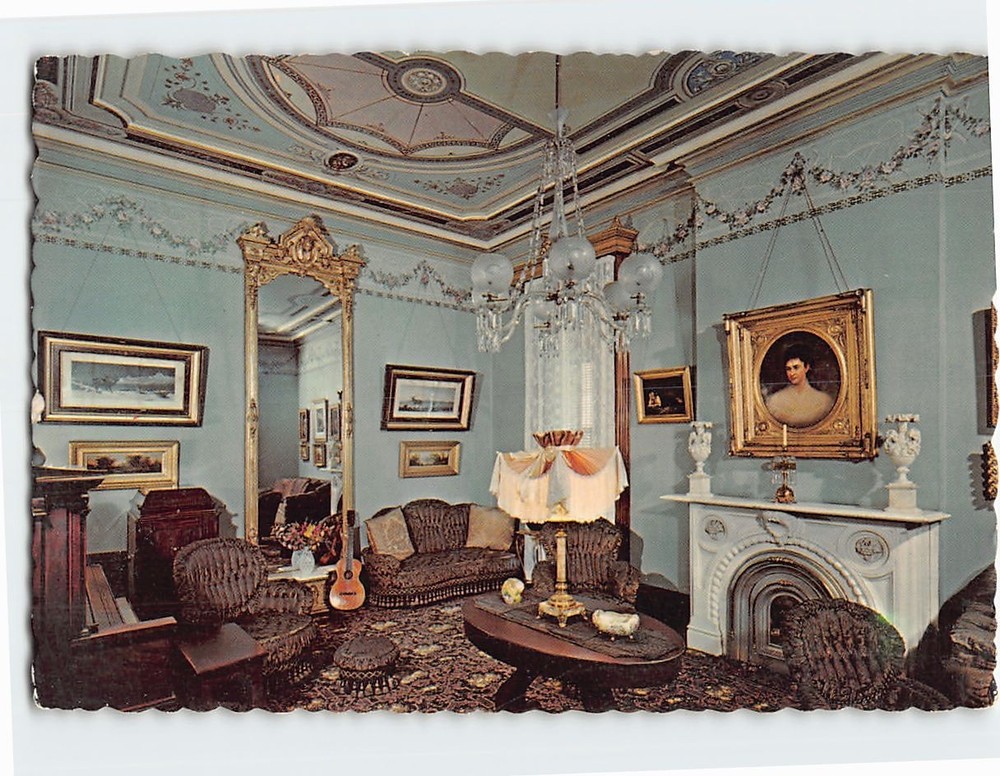 Postcard Drawing Room James Whitcomb Riley's Home Indianapolis Indiana USA