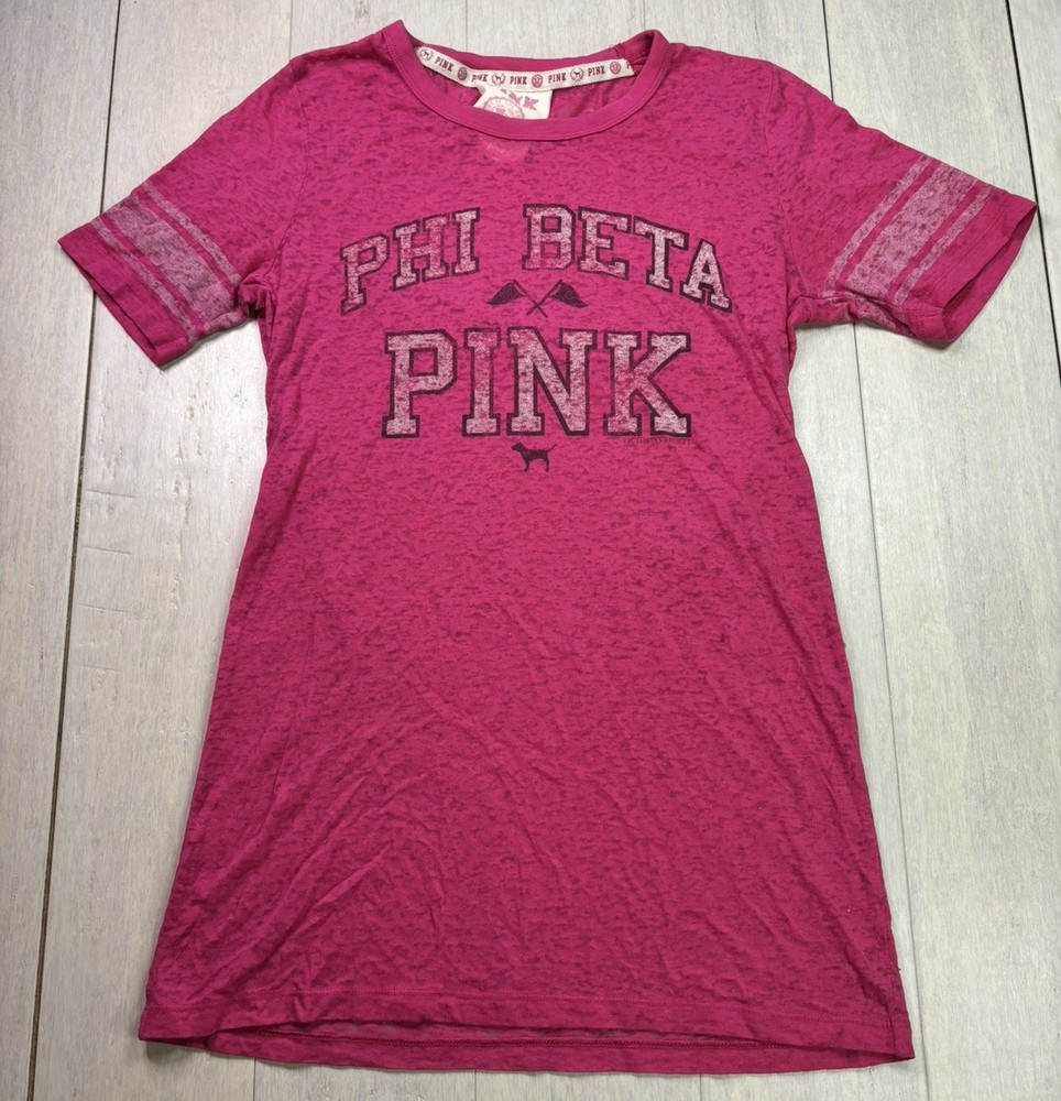VICTORIA'S SECRET University PINK PHI BETA Top Shirt Blouse Women Size M