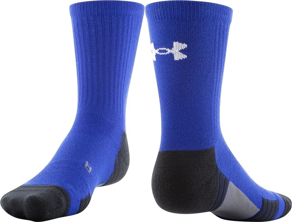 UNDER ARMOUR Adult UA TEAM Crew Socks Royal Black White Cushioned Size M