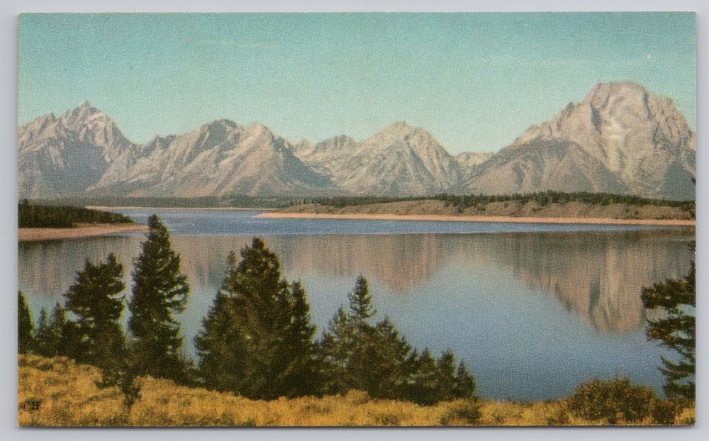 Grand Teton Range Wyoming WY Scenic Postcard Mountains Vintage