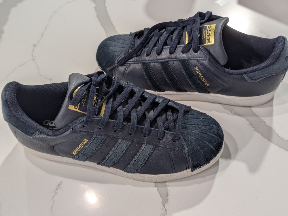 ADIDAS SUPERSTAR ORIGINAL WOMEN's CASUAL LEATHER Navy WHITE SIZE 8.5
