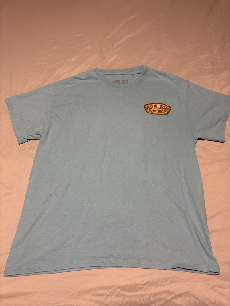 Ron Jon Surf Shop Men's Blue Graphic Logo Cotton Jersey Crew Tee Shirt L