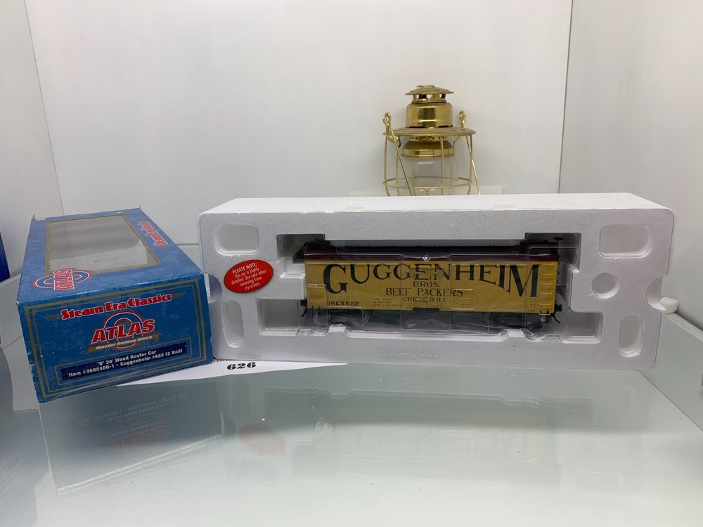 626 Atlas 36' Wood Reefer Car Guggenheim Bros Beef Packer Plastic O Scale 2 Rail