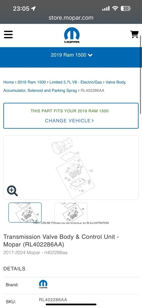 Automatic Transmission Valve Body Mopar RL402284AA